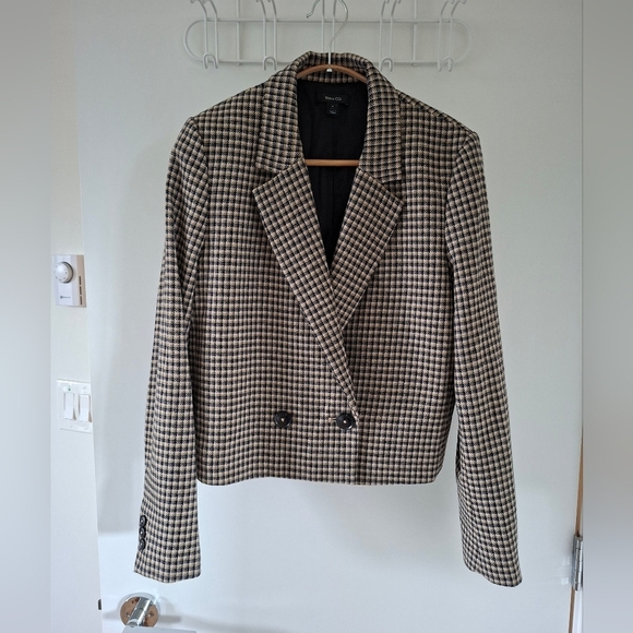 RW&CO. Jackets & Blazers - RW&Co. Women's Wool-blend Check Cropped Double-breasted Blazer (Size 8)